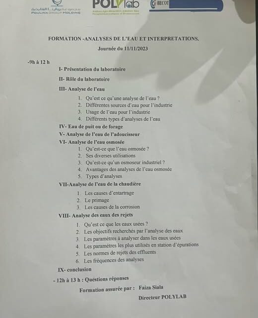 Formation analyses de l&rsquo;eau et interprétations